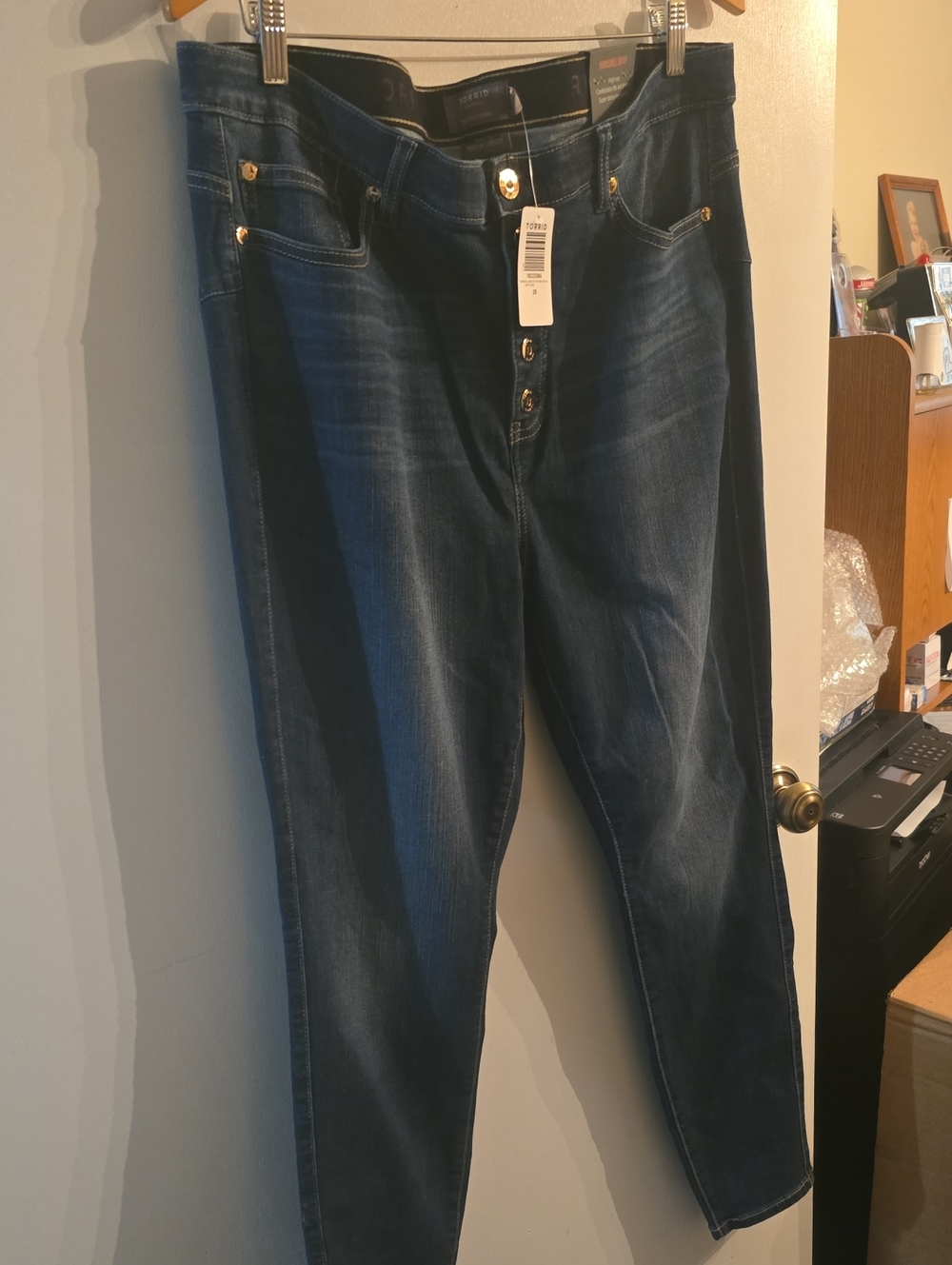 torrid Dark Blue Skinny Jeans with Button-Fly